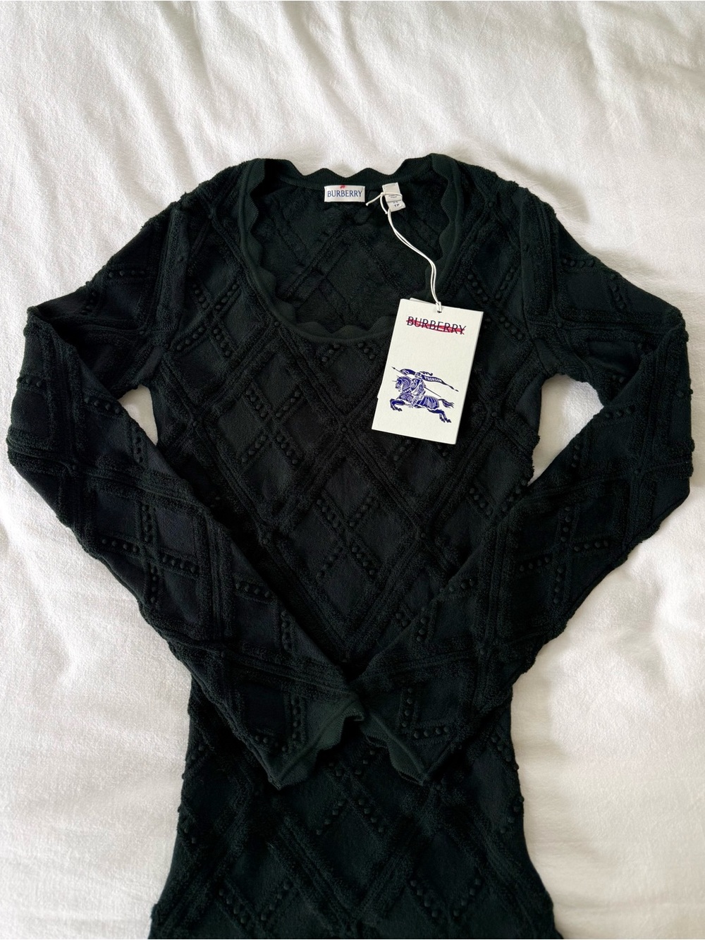 NWT Burberry Aran Wool Long-Sleeve Knitted Dress Size XS - Picture 11 of 15